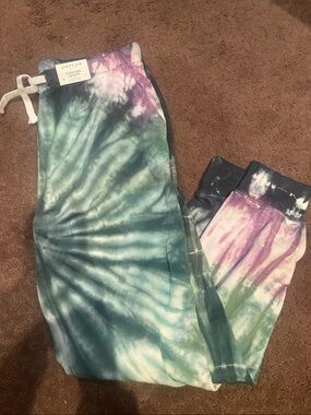 UNPLUG Tie-Dye Track Joggers in Teal & Purple